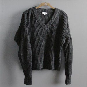 Madewell Grey Sweater with Puff Sleeve